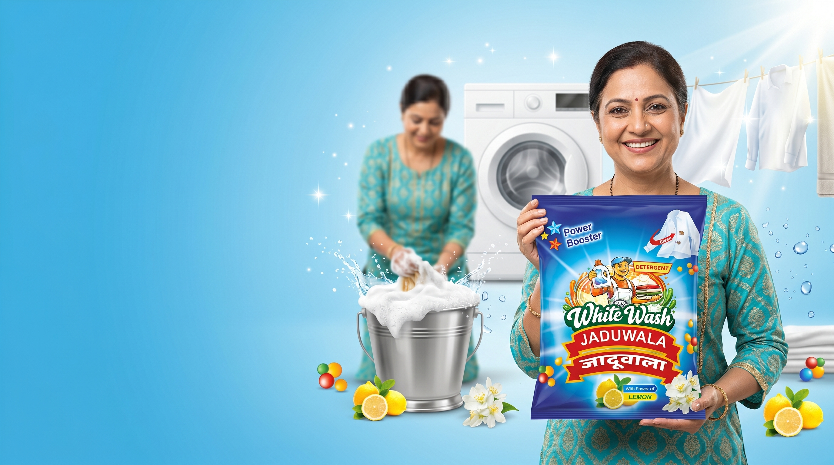 White Wash Jaduwala detergent powder pack